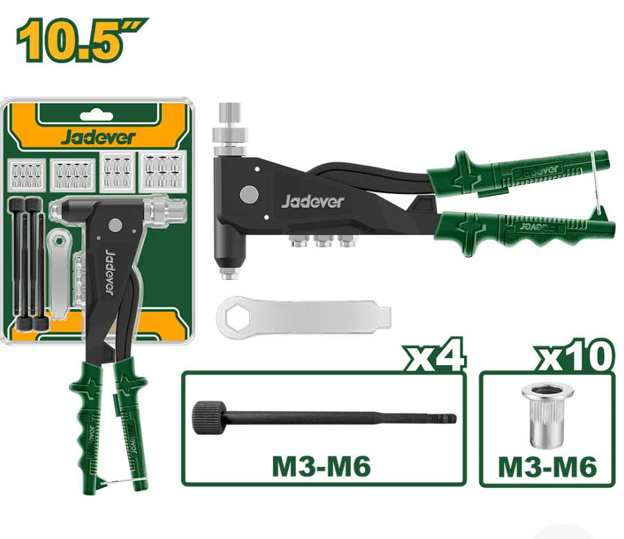 Set Remachadora Manual Aluminio 10.5" 2.4-4.8mm - JADEVER