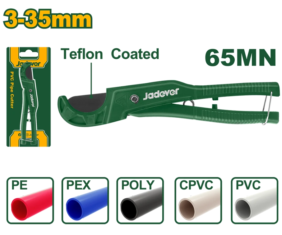 Tijera Corta Tubos 3-35mm 65MN PE, PEX, POLY, CPVC - JADEVER
