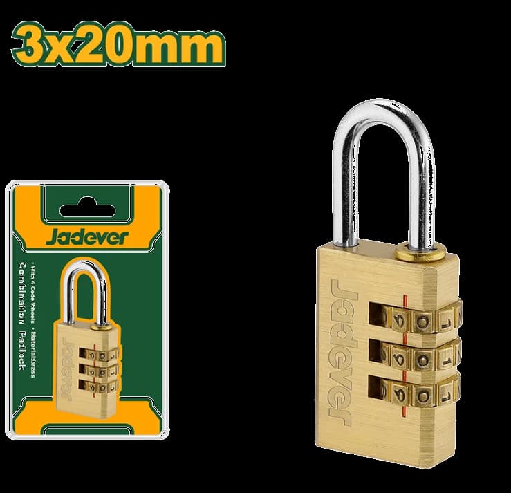 Candado latón combinación 3 dígitos 3x20mm - JADEVER