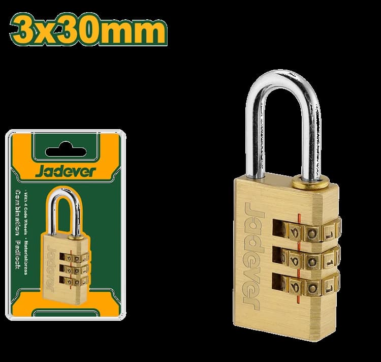 Candado latón combinación 3 dígitos 3x30mm - JADEVER