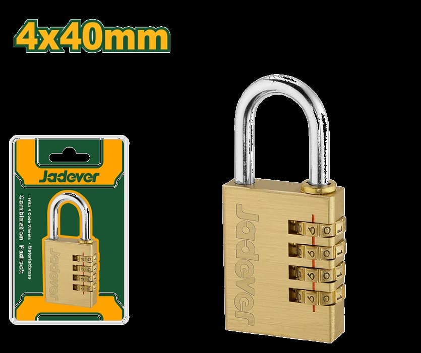 Candado latón combinación 4 dígitos 4x40mm - JADEVER