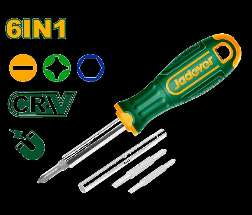Set Destornillador Multiple 6en1 CRV PH+SL+Tubo x6pcs - JADEVER