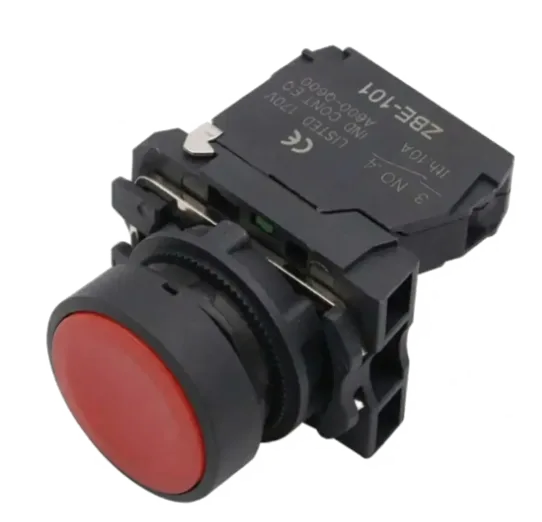 Pulsador D22 Rojo 1NC Raso A-pla IP65 - CNC